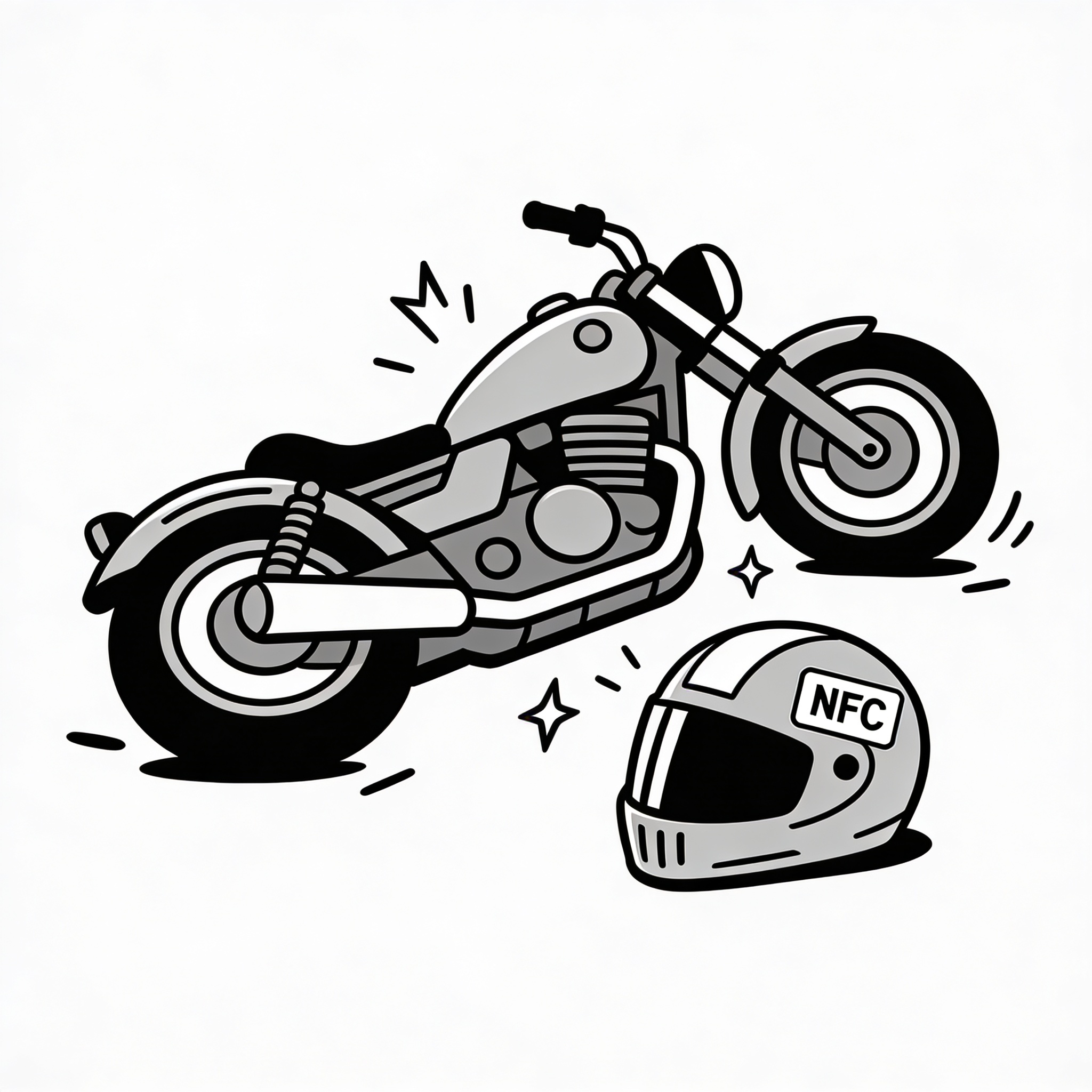 Motorcycle helmet with NFC tag after a crash