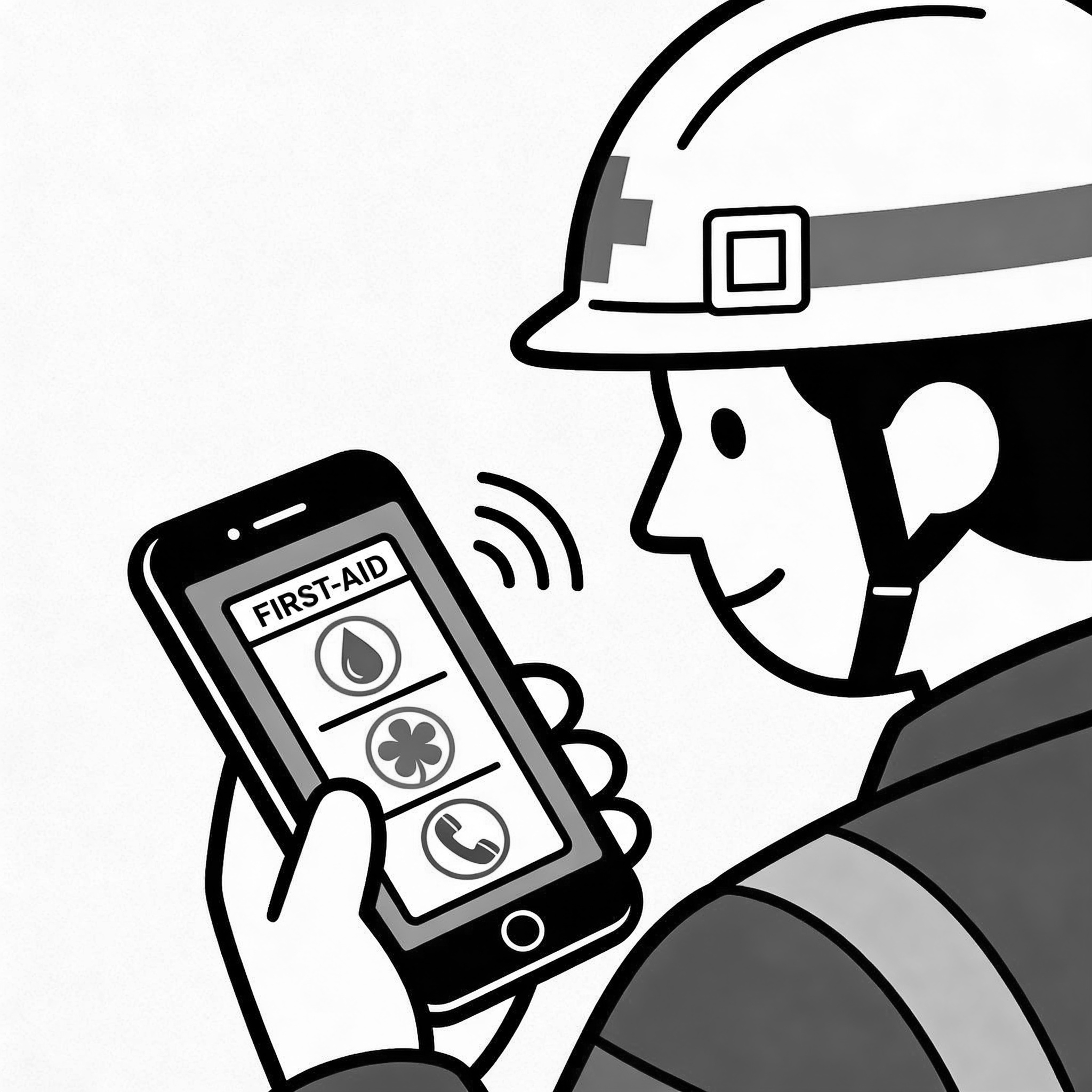 First aid responder scanning the NFC tag