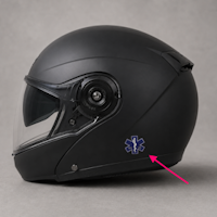 Motorcycle helmet with NFC sticker